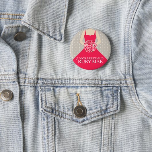 Rotes Kleid des Juniorbrautjungfernmädchens nannte Button (Beispiel)