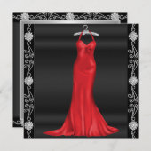 Rotes Kleid Geburtstagsparty Einladung (Vorne/Hinten)