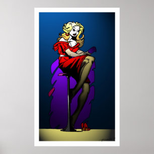 Rotes Kleid im Scheinwerfer Poster