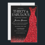 Rotes Kleid Roter Glitzer Gown 30. Geburtstag Part Einladung<br><div class="desc">Rotes Kleid Roter Glitzer Gown 30. Geburtstag Party Einladung Dreißig und fabelhafte Variationen der Einladung und passende Artikel in unserem Shop</div>