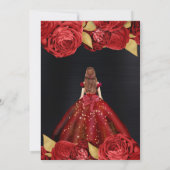 Rotes Kleid Rothaarige Frauen Blume Süß 16 Einladung (Rückseite)