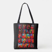 Rotes Kleid Schwarze Katze Kunstbewegungen Tasche (Rückseite)