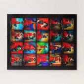 Rotes Kleid Schwarzer Hund Kunstbewegungen Puzzle (Horizontal)