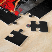 Rotes Kleid Schwarzer Hund Kunstbewegungen Puzzle (Seite)