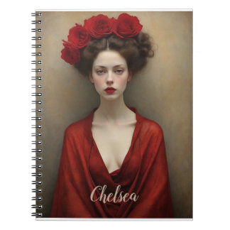 Rotes Kleid und Blume Notizblock