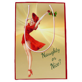 Rotes Kleid und Holly Retro Pinup Mittlere Geschenktüte