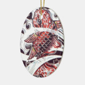Rotes Koi-Tattoo-Design Keramikornament (Links)