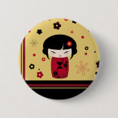 Rotes Kokeshi Button (Vorderseite)