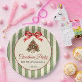 Rotes Koketten-Bogen-Script-Weihnachtsbaum-Party Pappteller (Party)
