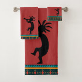 Rotes Kokopelli Badetuch Set (Insitu)