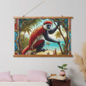ROTES KOLOBUS-MONKEY, WALL TAPESTRY WANDTEPPICH MIT HOLZRAHMEN (Schlafzimmer)
