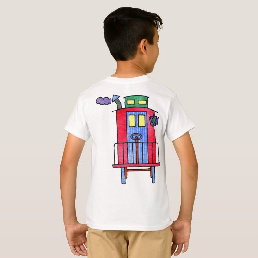 Rotes Kombüsen-Wellen-Tschüss T-Shirt (Schwarz voll)