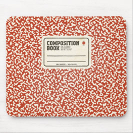 Rotes KompositionsNotebook mit Label Mousepad
