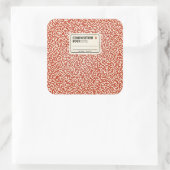 Rotes KompositionsNotebook mit Label Quadratischer Aufkleber (Tasche)