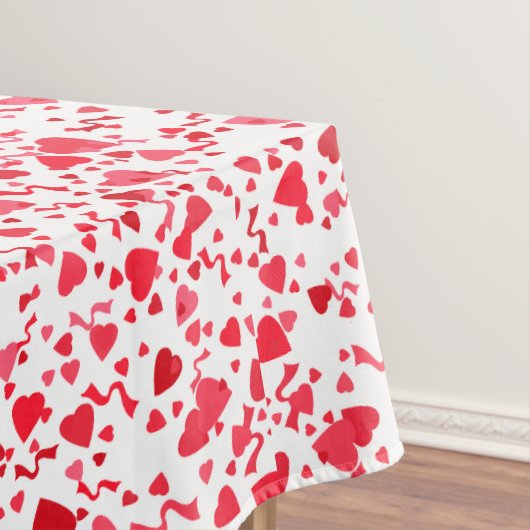 Rotes Konfetti-Herzen-Muster Tischdecke (Beispiel)
