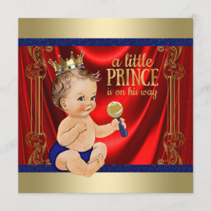Rotes königliches Blau Gold Baby Shower für einen  Einladung