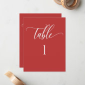 Rotes Korallen Moderne Minimalistische Tischnummer (Vorderseite/Rückseite Beispiel)