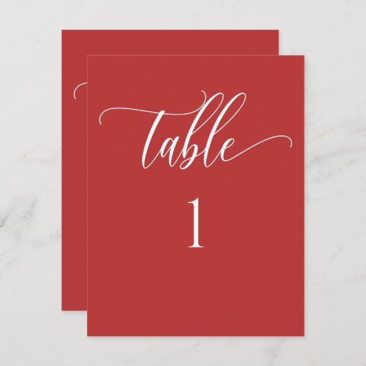 Rotes Korallen Moderne Minimalistische Tischnummer (Vorne/Hinten)