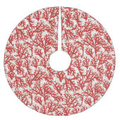 Rotes Korallenmuster 2 Polyester Weihnachtsbaumdecke (Vorderseite)