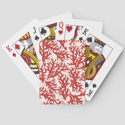 Rotes Korallenmuster 2 Spielkarten (Rückseite)
