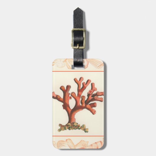Rotes Korallenriff mit Conch-Muschel-Grenze Gepäckanhänger (Vorderseite vertikal)