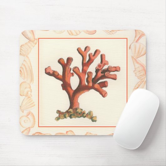 Rotes Korallenriff mit Conch-Muschel-Grenze Mousepad (Mit Mouse)