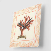 Rotes Korallenriff mit Conch-Muschel-Grenze Quadratische Wanduhr (Winkel)