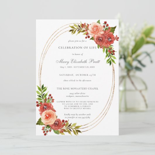 Rotes Korallenriff Rosa Blumenfeier Einladung (Stehend Vorderseite)