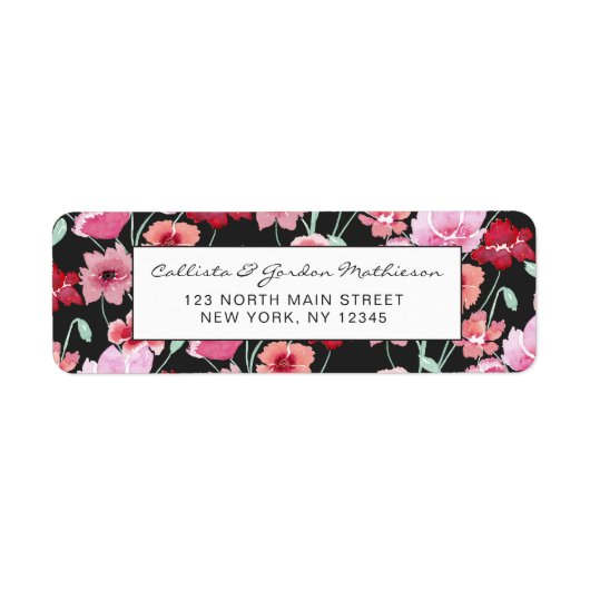 Rotes Korallenrosa Schwarzes Blume Muster (Vorne)