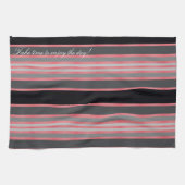 Rotes Korallenschwarz und Grauküche Handtuch (Horizontal)