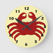 Rotes Krabben-Design Runde Wanduhr (Vorderseite)