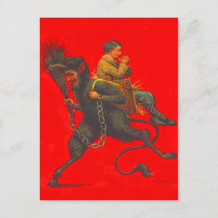 Rotes Krampus-Entführung betender Junge Postkarte