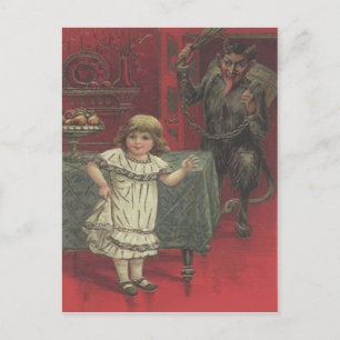 Rotes Krampus-Mädchen Esszimmer Schalter Postkarte
