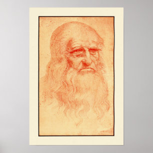 Rotes Kreideselbstporträt von Leonardo da Vinci Poster