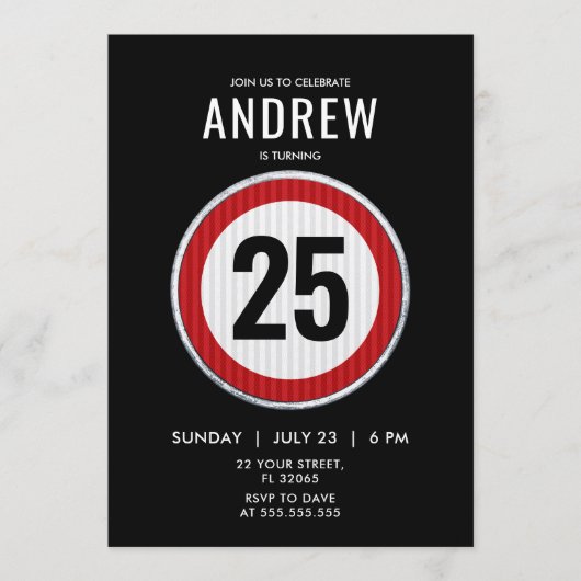 Rotes kreisförmiges Straßenschild mit eigenem Gebu Einladung (Vorderseite)