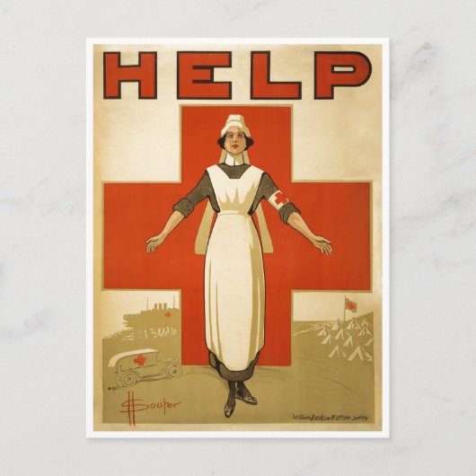 Rotes Kreuz Krankenpflege Hilfe Werbung 2. Weltkri Postkarte (Vorderseite)
