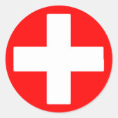 rotes Kreuz Runder Aufkleber (Vorderseite)