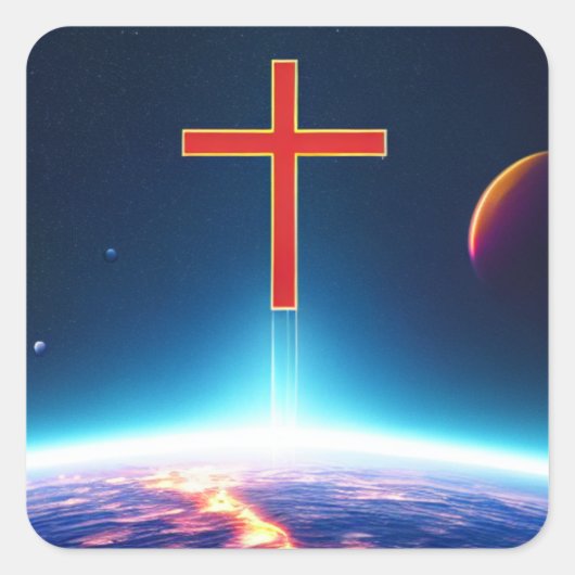 Rotes Kreuz-Spacescape-Sticker Quadratischer Aufkleber (Vorderseite)