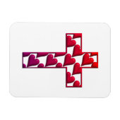 Rotes Kreuz voller Herzen Magnet (Horizontal)