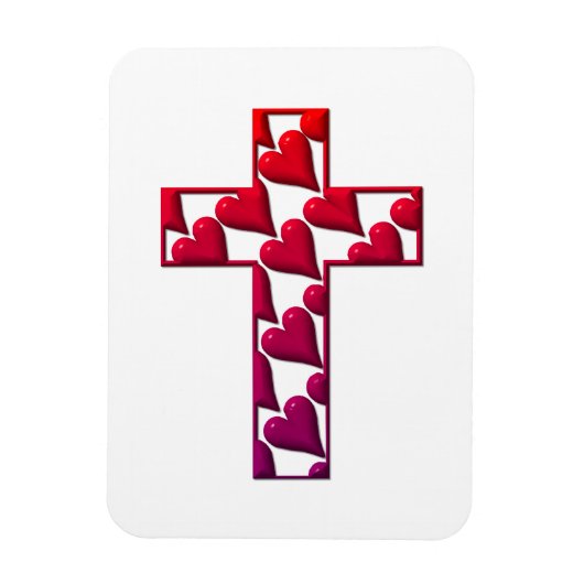 Rotes Kreuz voller Herzen Magnet (Vertikal)