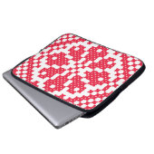 Rotes Kreuzstich Muster Laptopschutzhülle (Vorne Knopf)