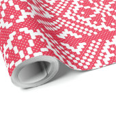 Rotes Kreuzstich Russisches Muster Geschenkpapier (Rolleneckpunkt)