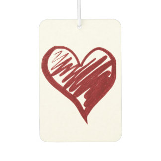 Rotes Kritzelherz – Handgezeichnet im Wachsmalstif Autolufterfrischer