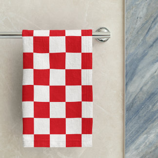 Rotes kroatisches Schachbrettmuster Handtuch