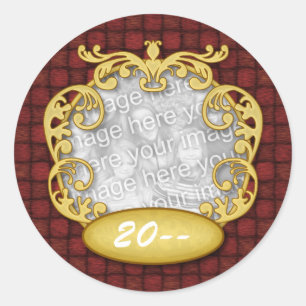 Rotes kundenspezifisches Foto des Babys erstes Runder Aufkleber