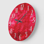 Rotes Kunstleder Große Wanduhr (Winkel)