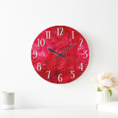Rotes Kunstleder Große Wanduhr (Zuhause)