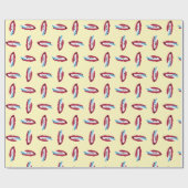 Rotes Lächeln mit blauem Zahnbürste auf Gelb Geschenkpapier (Flach)