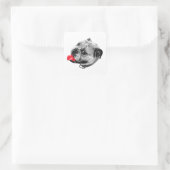 Rotes Lächeln Zeichen Quadratischer Aufkleber (Tasche)