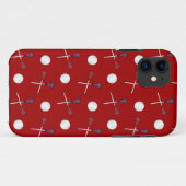 Rotes Lacrosse-Muster Case-Mate iPhone Hülle (Rückseite (Horizontal))